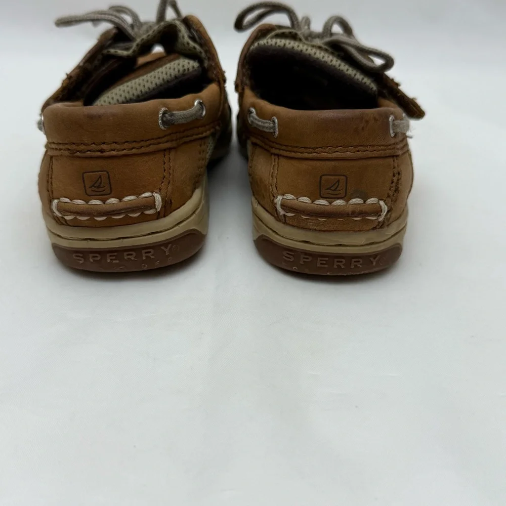 Sperry Tan Leather Boat Shoes Boys Sz 8.5M Preppy School